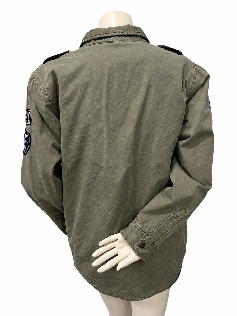 Tommy Hilfiger Olive Green Military Utility Jacket XL 20 Embroidered Patches - Picture 5 of 15